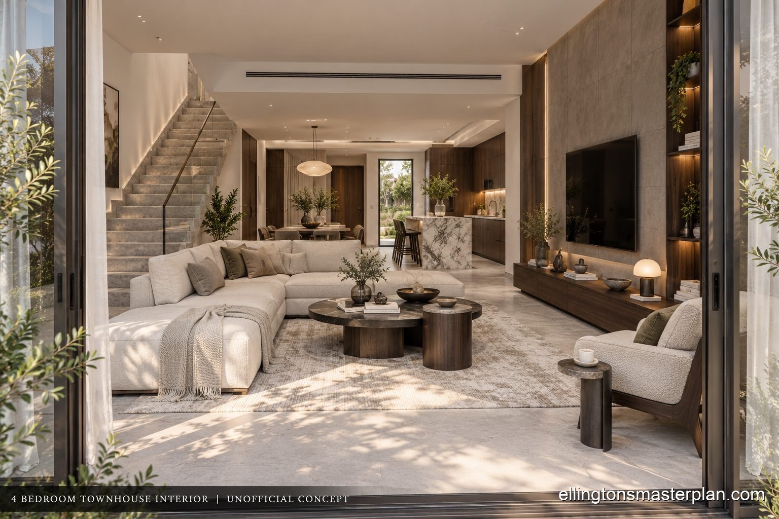Concept of a four bedroom townhouse living room